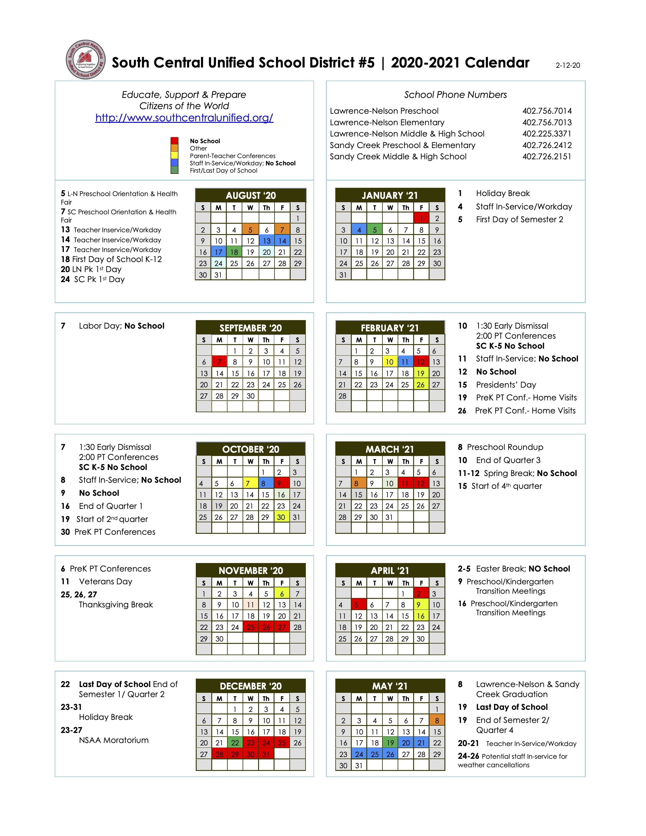 LawrenceNelson Public Schools Calendar 20222023